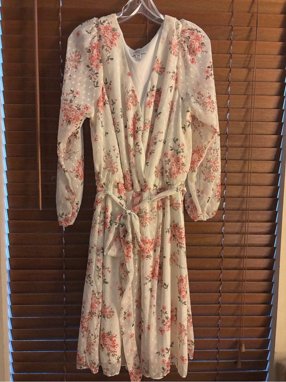 Floral Cream Midi Dress with Pink Bouquet Print